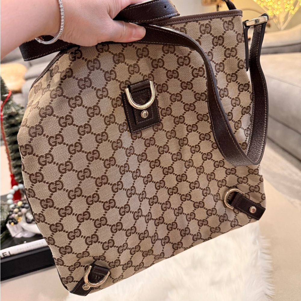 GUCCI Brown GG Canvas Crossbody Bag - Picture 9 of 10